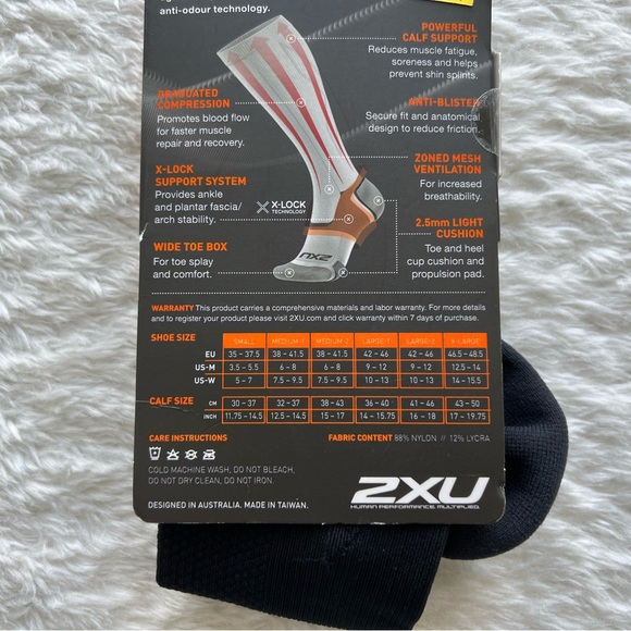 2XU Vectr Full Length Compression Socks Black - Picture 3 of 5